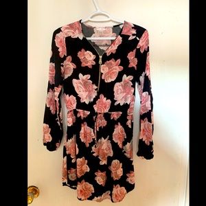 Long sleeve floral mini dress